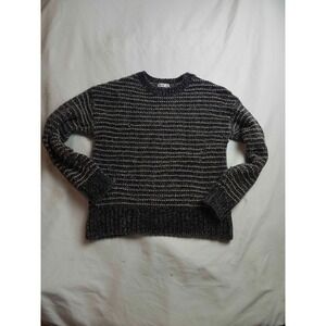 Dex Pullover Sweater Womens Medium Black Knit Striped Metallic Contemporary